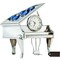 Chrome Plated Silver Vintage Piano Desk Clock With Blue Crystals